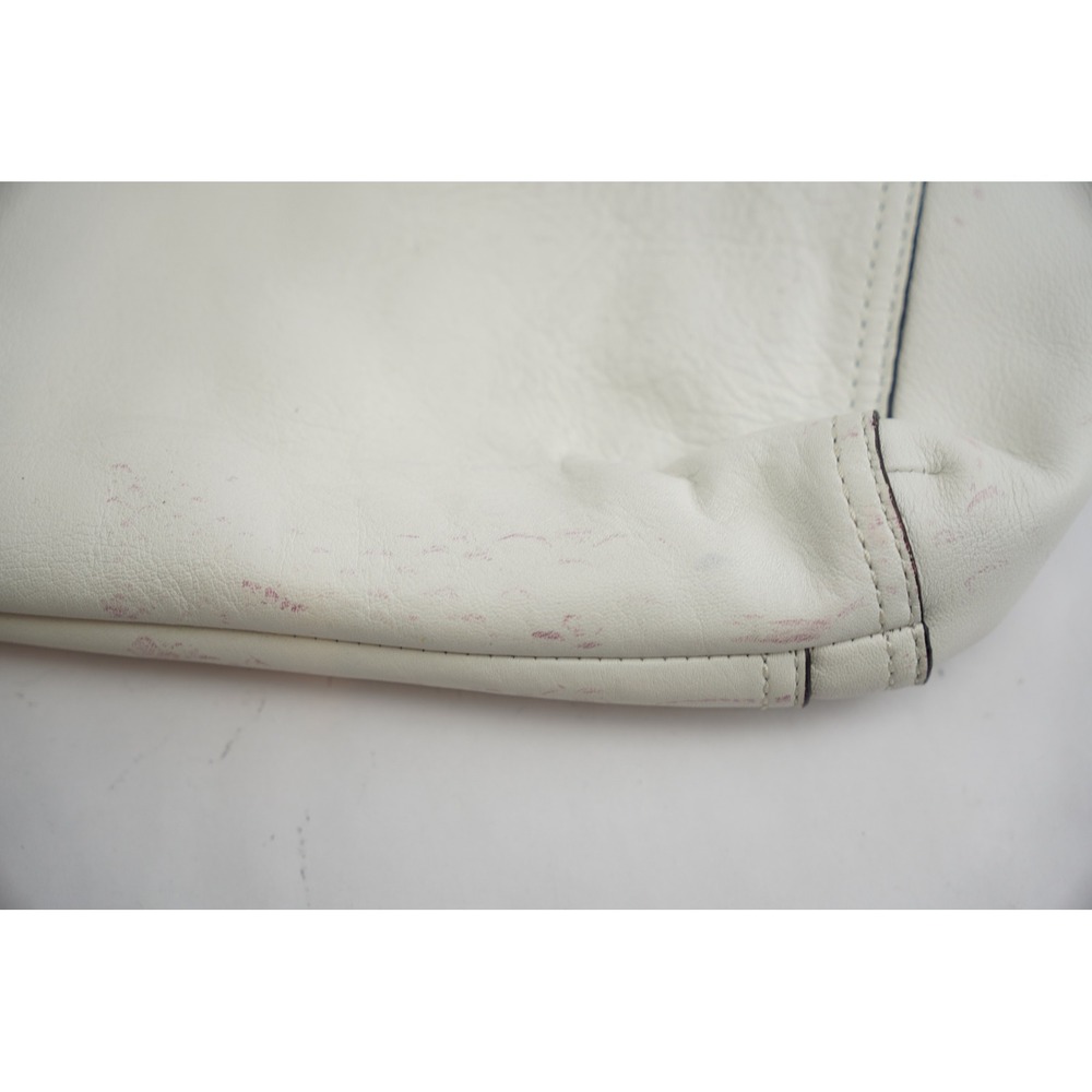 Coach Leather Cutout Handle Clutch Bag Womens White Zipper Pocket Fair - Picture 9 of 12